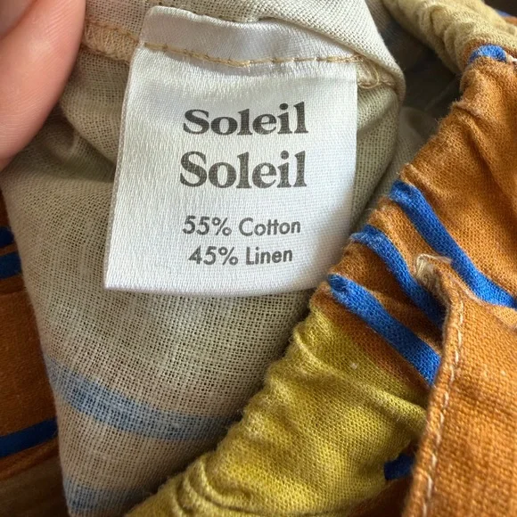 Soleil Soleil Women’s Linen Cotton Blend Striped Boho Vibrant Wide-Leg Pants L - Picture 4 of 4